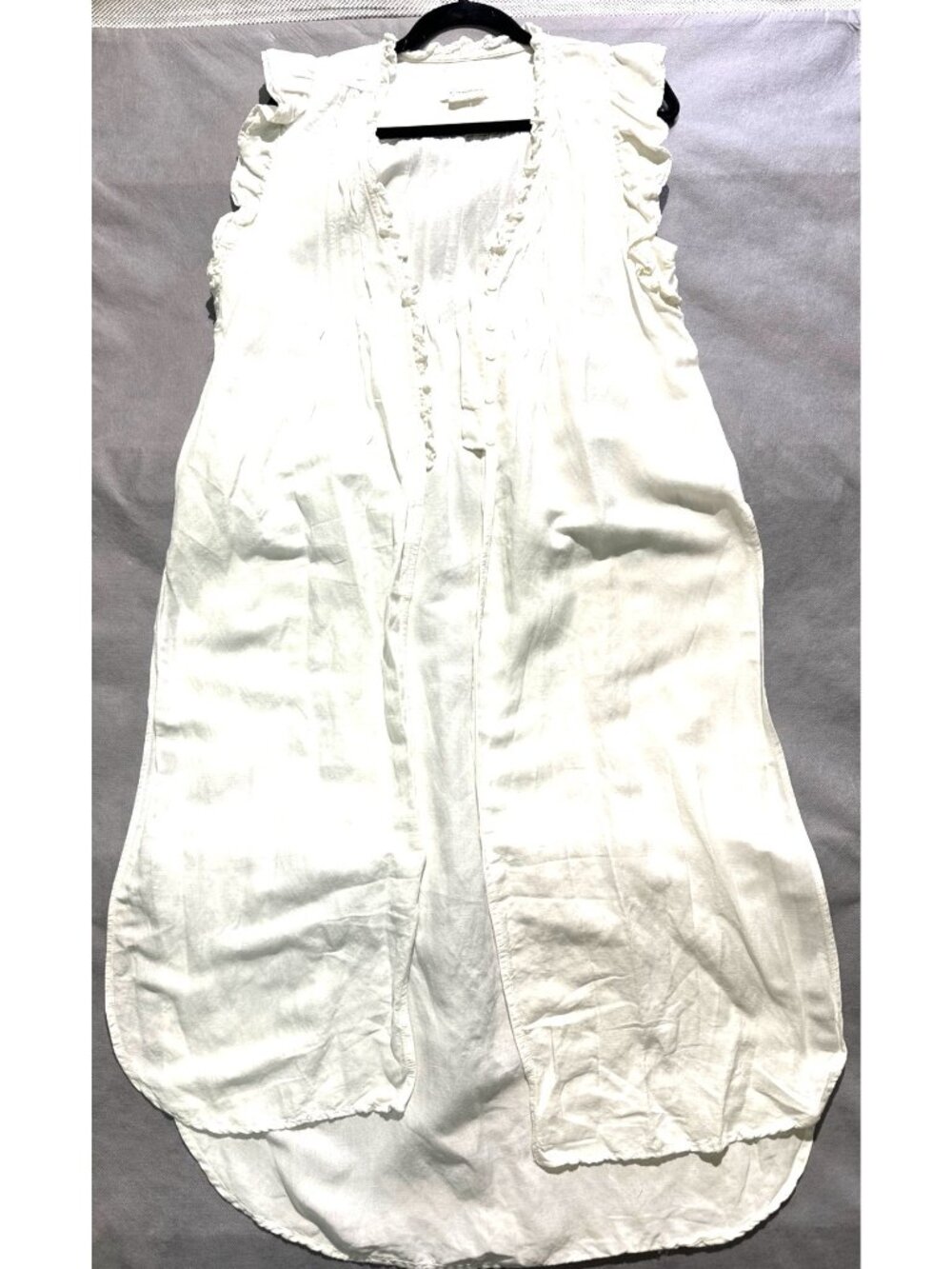 Anthropologie White Ruffled Sleeve Short-Sleeve Top